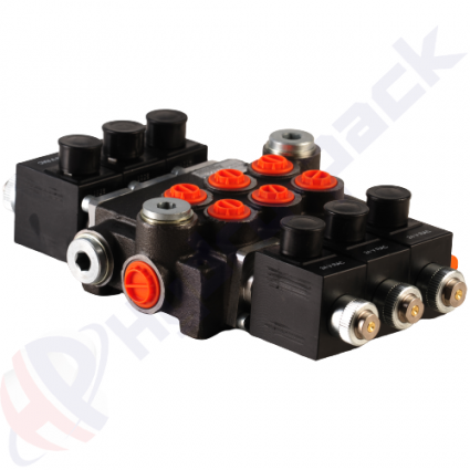 product 80 liter solenoid operated control valve, 3Z80 , three spools , G 1/2" , open center spool , 12 V image thumb